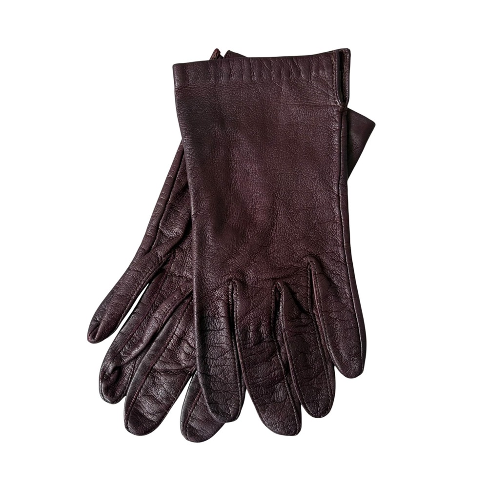 Aris Leather Silk Lined Gloves Womens Sz 7 Burgundy Red Old Money Quite Luxury